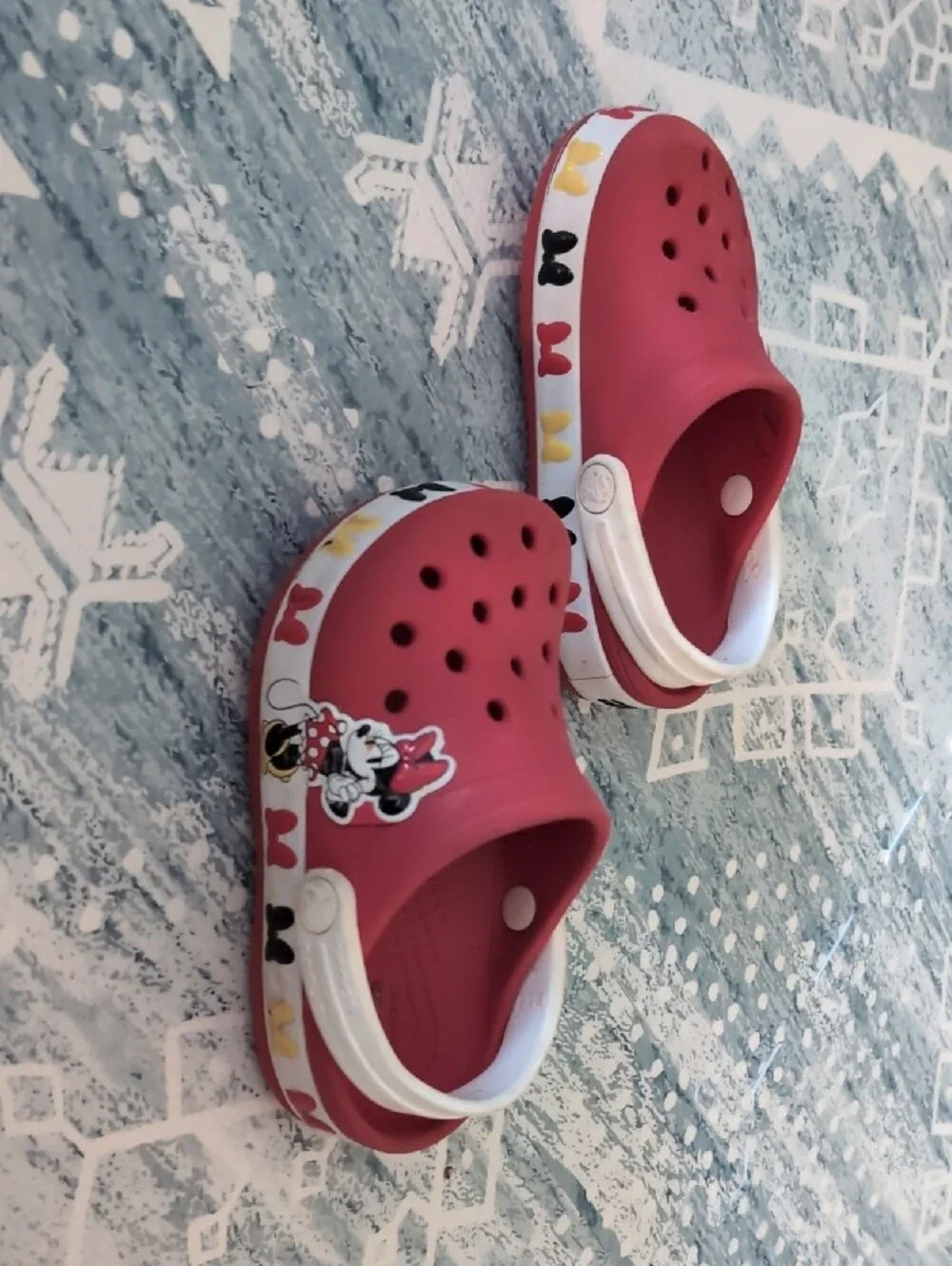 Kids Red Crocs Sandals with White Heel Strap